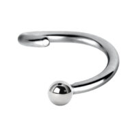 Silberner Continuous Ball Closure Ring, 1,0 mm Silberner Ball Closure Ring aus Chirurgenstahl, 9 mm Innendurchmesser, auf weißem Hintergrund