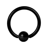Schwarzer Continuous Ring 0,8mm mit 6mm Durchmesser Schwarzer Continuous Ball Closure Ring aus Chirurgenstahl, 0,8 mm Stärke, 6,0 mm Innendurchmesser auf weißem Hintergrund