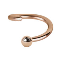 Roségoldener Piercing-Ring 1,0 mm Stärke Roségoldener Continuous Ball Closure Ring aus Chirurgenstahl mit Kugelverschluss auf weißem Hintergrund