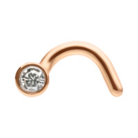 Roségoldener Titan-Nasenstecker mit klar funkelndem Kristall auf weißem Hintergrund