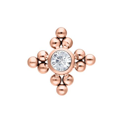 Roségoldener Titan Aufsatz für Innengewinde mit klarem Kristall, 3 mm Kugelgröße