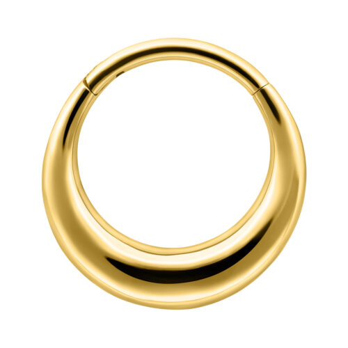 Goldener Chunky Septum Clicker aus Chirurgenstahl, 10,0 mm Innendurchmesser, auf weißem Hintergrund