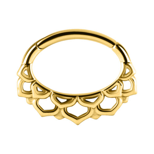 Goldener Septum Clicker aus Chirurgenstahl mit floralem Design