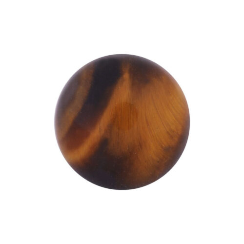 Runder Piercing Aufsatz aus Tigerauge auf weißem Hintergrund