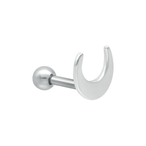 Silberner Luna Earbarbell mit Halbmond-Aufsatz auf weißem Hintergrund