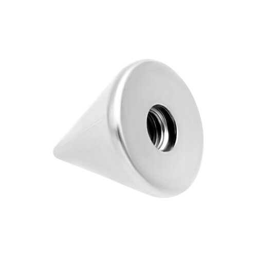 Silberner Cone aus Titan mit Innengewinde auf weißem Hintergrund