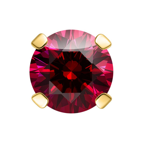 Prong Aufsatz aus Gold mit dunkelrotem Kristall, Kugelgröße 3,0 mm
