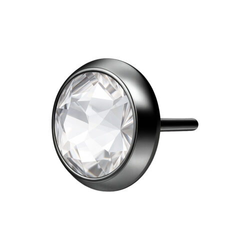 Schwarzer Labret Aufsatz mit klarem Kristall, 3,2 mm Größe