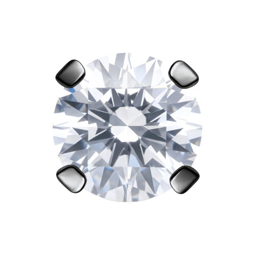 Schwarzer Prong Set Aufsatz mit kristallklarem Kristall, 2mm Kugelgröße