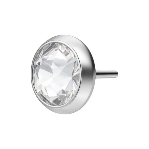 Silberner Aufsatz für Triple Piercing mit 4,0 mm Größe auf weißem Hintergrund