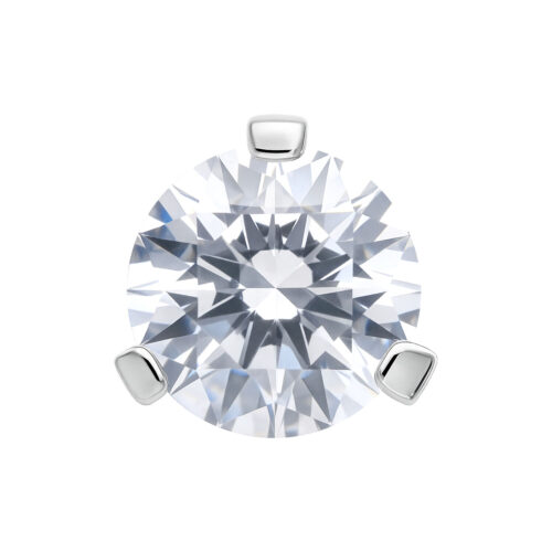 Silberfarbener Aufsatz mit 3-Krallen-Fassung und kristallklarem Stein, 2,5 mm