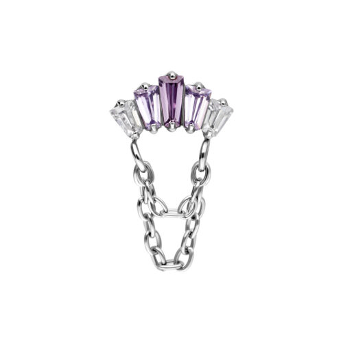 Push Fit Aufsatz mit lavendelfarbenem Kristall und Silberfarbe