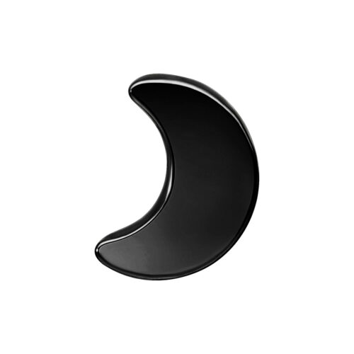 Schwarzer metallischer Moon Aufsatz aus Titan auf weißem Hintergrund