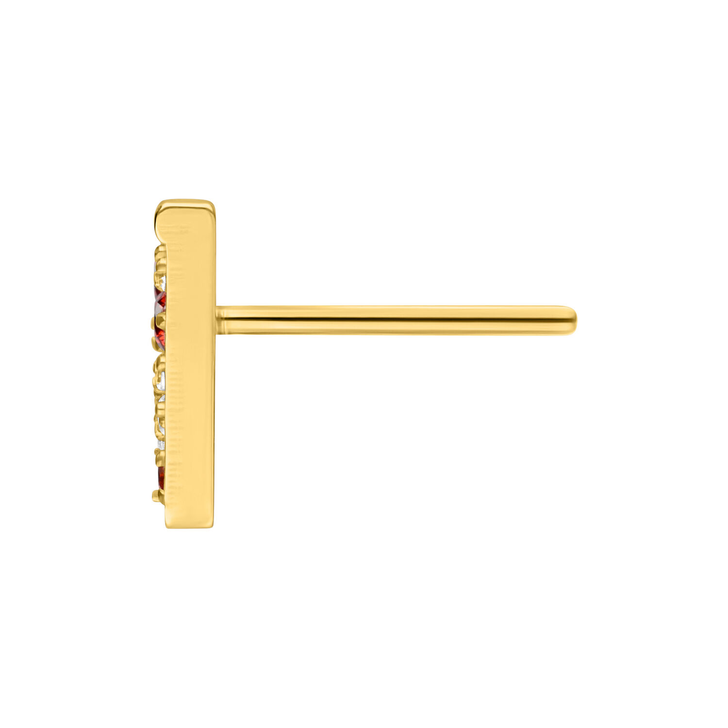 Goldener Titan-Aufsatz in Pizza-Form mit klaren Kristallen, Seitenansicht