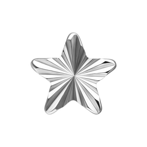Silberner Titanstern-Aufsatz mit geriffelter Oberfläche auf weißem Hintergrund