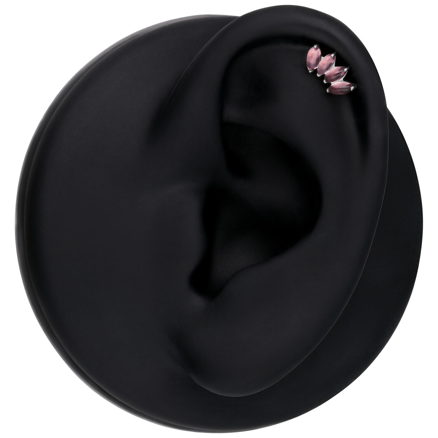 Silberner Push Fit Aufsatz mit Amethyst auf schwarzem Hintergrund