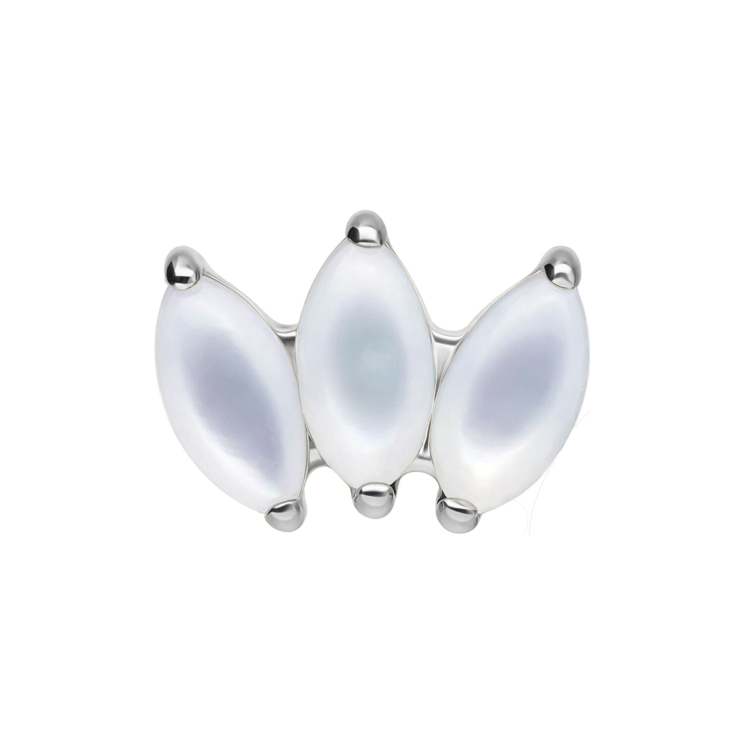 Silberner Lotus Aufsatz mit Amethyst und Mondstein auf weißem Hintergrund