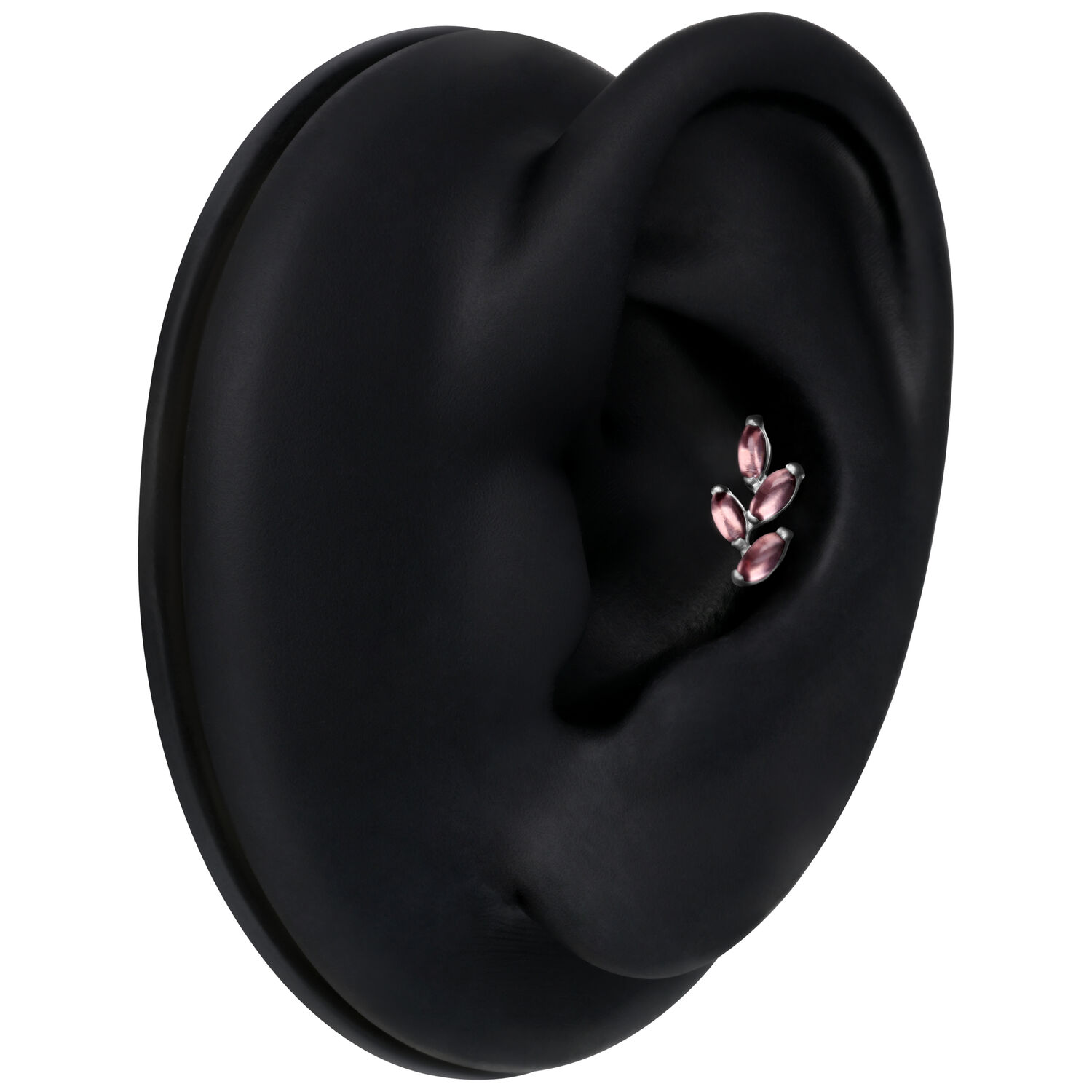 Silberner Piercing Aufsatz mit Amethyst in schwarzem Ohrdisplay