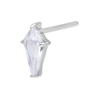 Silberner Push Fit Kristallaufsatz Silberner Push Fit Aufsatz mit klarem Kristall auf weißem Hintergrund