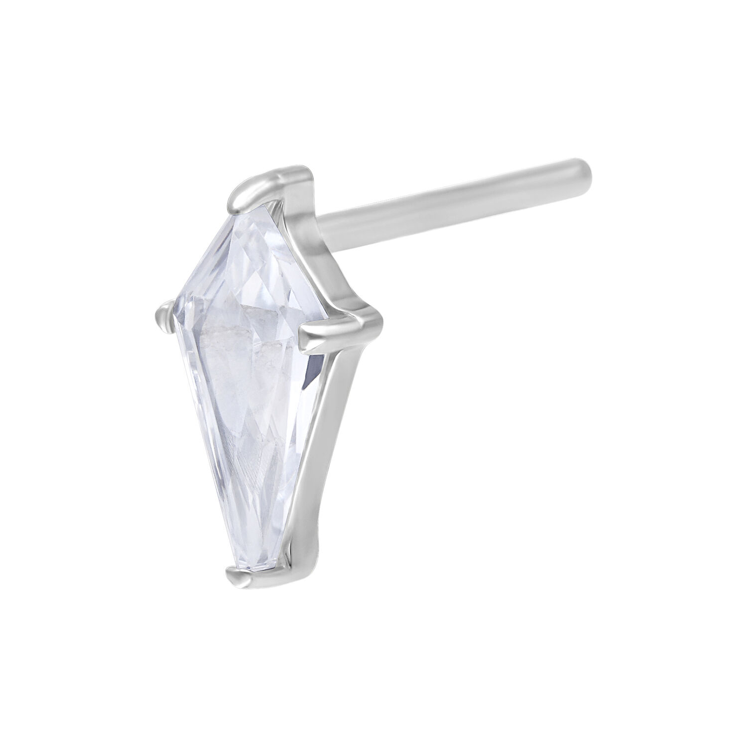 Silberner Push Fit Kristallaufsatz Silberner Push Fit Aufsatz mit klarem Kristall auf weißem Hintergrund