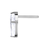 Klarer Kristall Push Fit Aufsatz in Silber Silberner Push Fit Aufsatz mit klarem Kristall auf weißem Hintergrund