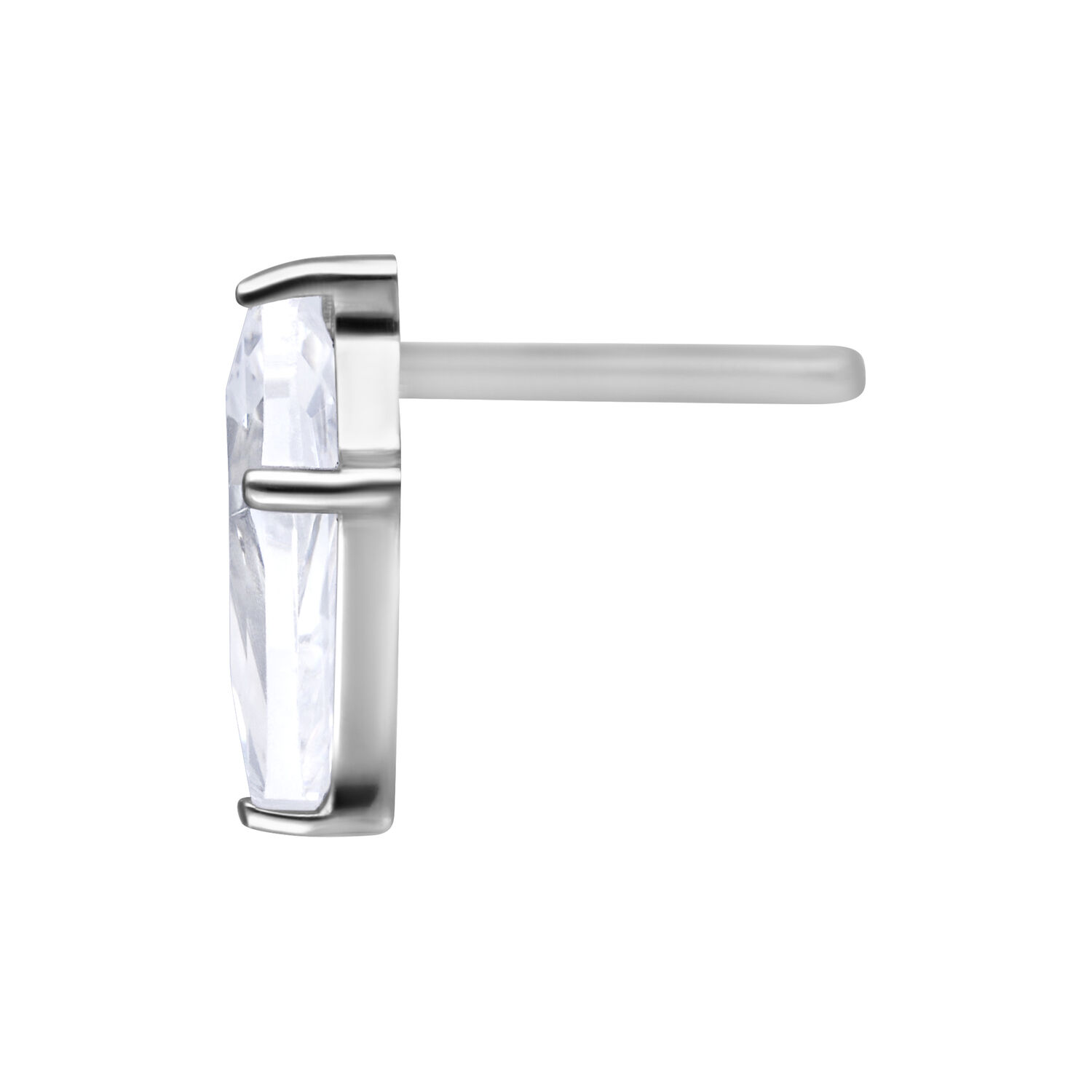 Klarer Kristall Push Fit Aufsatz in Silber Silberner Push Fit Aufsatz mit klarem Kristall auf weißem Hintergrund