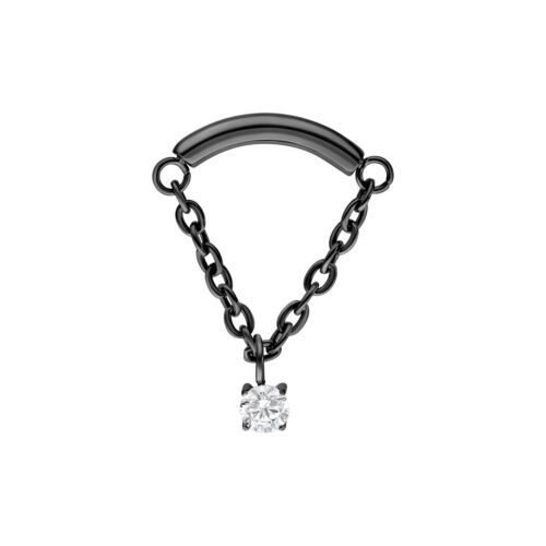 Schwarzer Helix Aufsatz mit klaren Kristall und Ketten