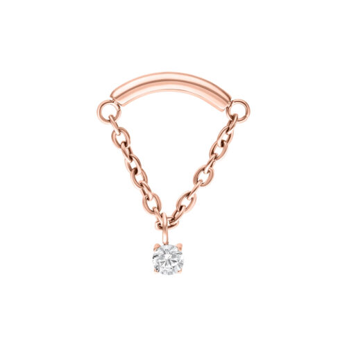 Roségoldener Helix Aufsatz mit kristallklarem Stein auf weißem Hintergrund