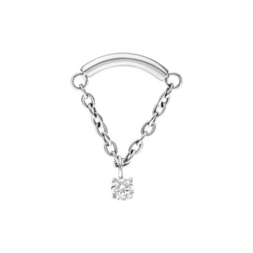 Silberner Helix Aufsatz mit Kettendesign und Kristallanhänger