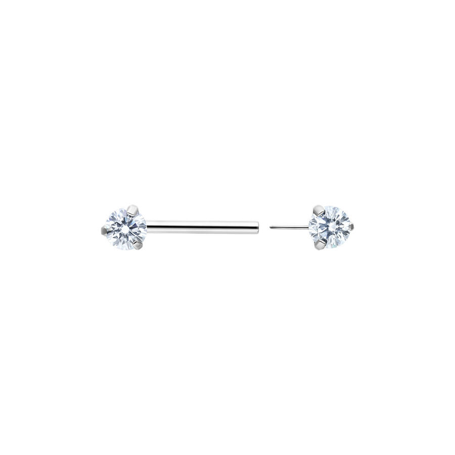 Silberner Candy Barbell mit Kristall 12 mm Silberner Candy Barbell, Titan, 12 mm Länge, klarer Kristall