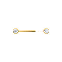 Goldenes Muse Barbell mit kristallklarem Kristall, 12mm Länge auf weißem Hintergrund