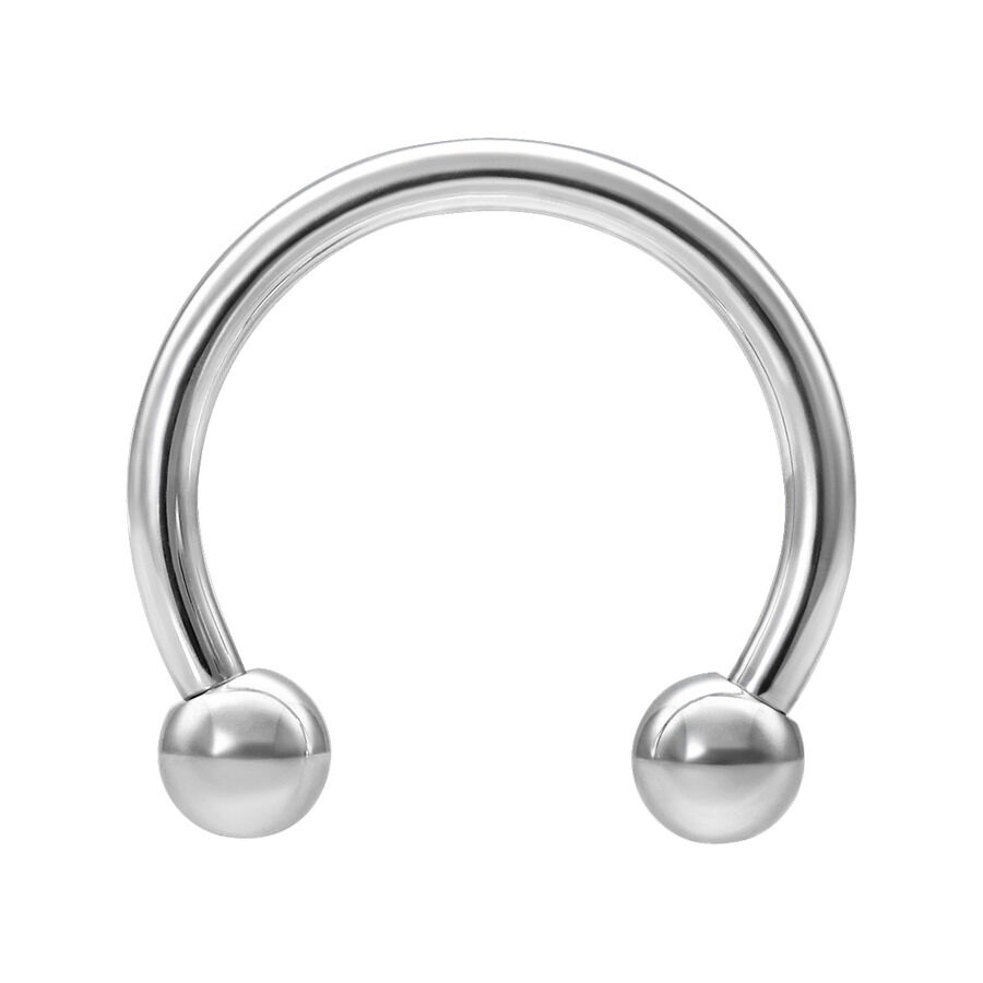 Silberner Titan Circular Barbell mit Außengewinde auf weißem Hintergrund