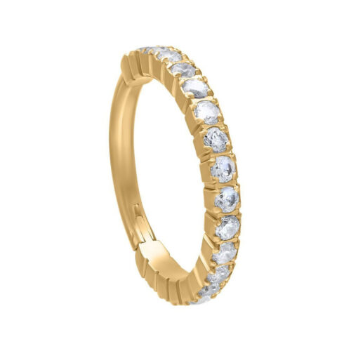 Goldener Piercingring mit klaren Kristallen, 12 mm Durchmesser