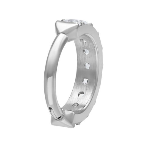 Silberner Piercingring mit Kristall, 1,2mm Stärke, 8,0mm Innendurchmesser