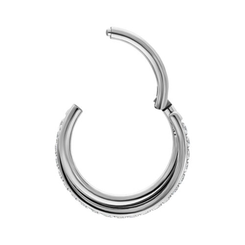 Silberfarbener Clicker mit Kristallen, 1,2 mm Stärke, 8 mm Durchmesser