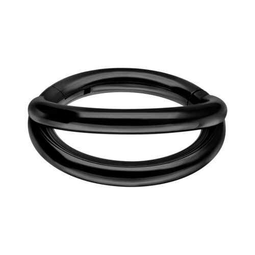 Schwarzer Double Row Clicker 1,2 mm Stärke, 7,0 mm Innendurchmesser, auf weißem Hintergrund