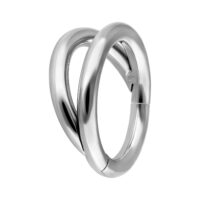 Silberfarbener Double Row Clicker Piercingring, 7mm Innendurchmesser, 1mm Stärke, auf weißem Hintergrund