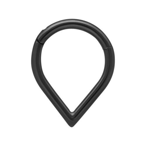 Schwarzer Teardrop Clicker aus Titan auf weißem Hintergrund
