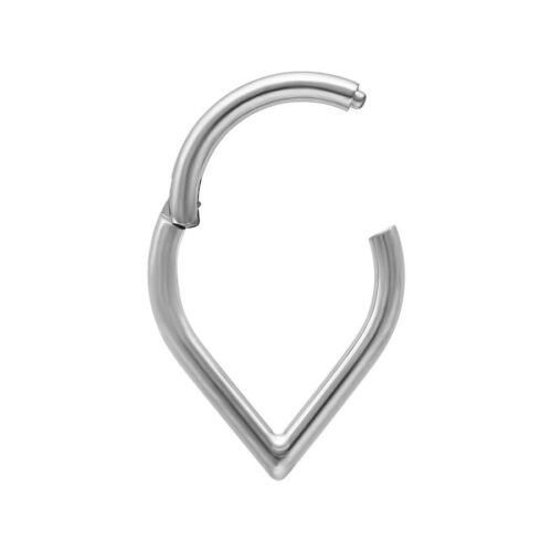 Silberner Teardrop Clicker aus Titan auf weißem Hintergrund