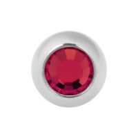 Roter Kristall Titan Piercing Aufsatz Silberner Titanaufsatz mit rotem Kristall, 2,5 mm Kugelgröße