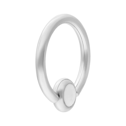 Silberner Clip in Ring aus Titan mit klarem Kristall auf weißem Hintergrund