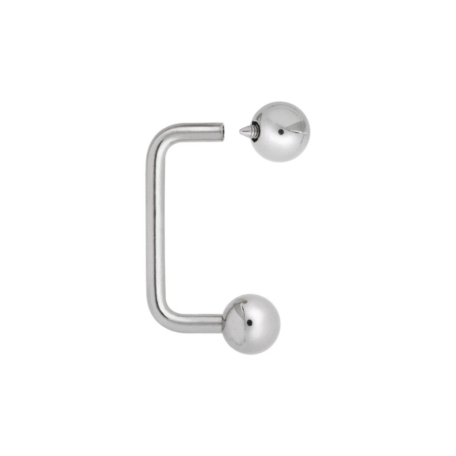 Silberner Titan Surface Barbell mit zwei Kugeln auf weißem Hintergrund