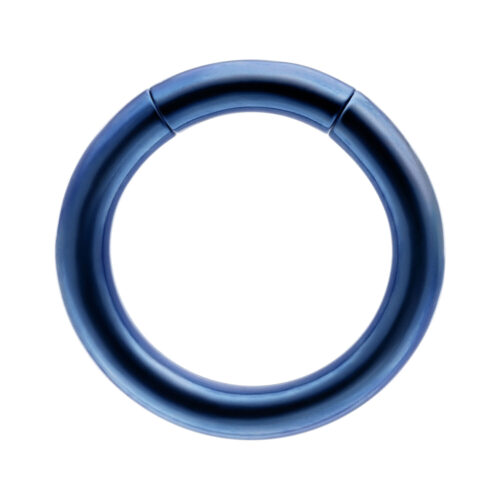 Dunkelblauer Segmentring aus Titan auf weißem Hintergrund