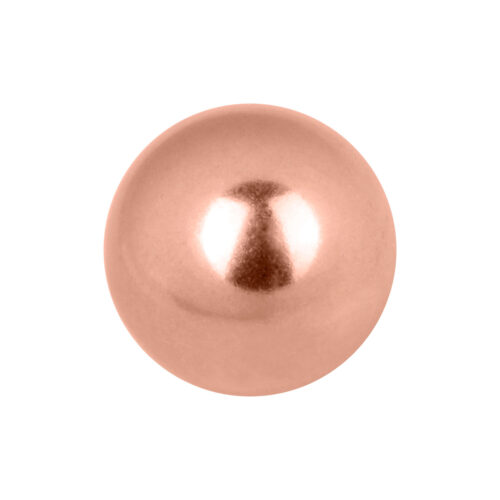 Roségoldene Piercingkugel mit 1,2 mm Gewindedurchmesser auf weißem Hintergrund